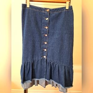 Sz M Molly Bracken Denim Midi Skirt